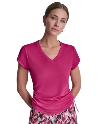Women's Ruched Side Seams V-Neck Tech T-Shirt