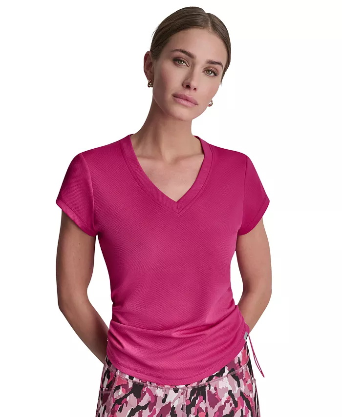Women's Ruched Side Seams V-Neck Tech T-Shirt