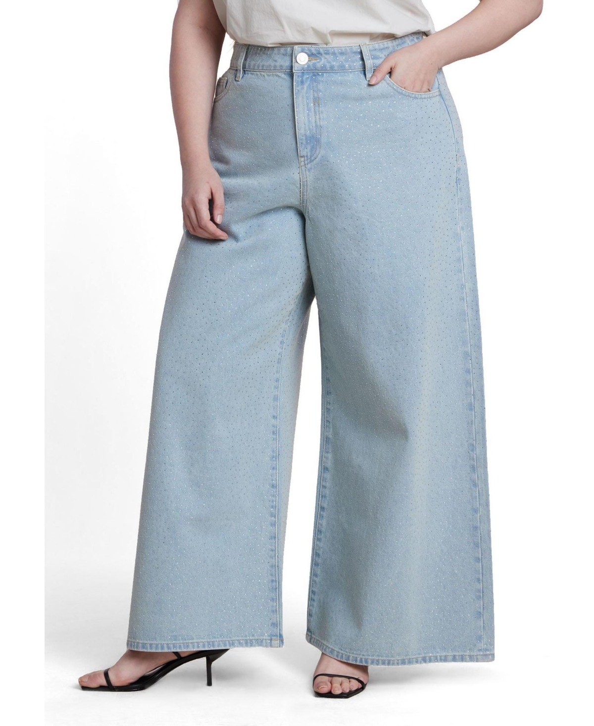 Eloquii Women's Embellished Rhinestone Jeans