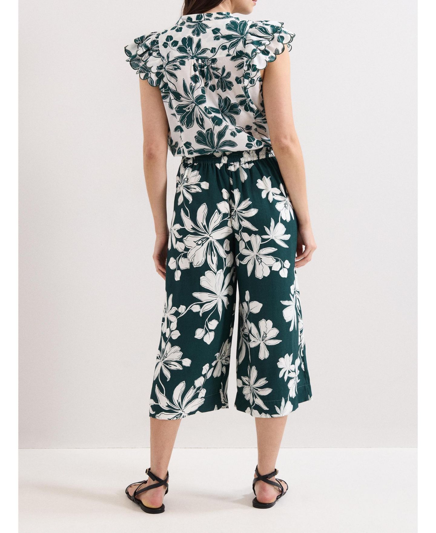 Женские брюки Phase Eight Josie Floral Print Culotte, цвет: Зелёный — фото 6