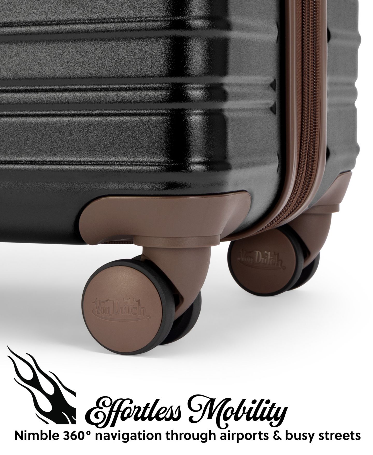 Чемоданы Von Dutch Retro Trek 3-Piece Expandable Hardside Spinner Luggage Set, цвет: Чёрный — фото 4