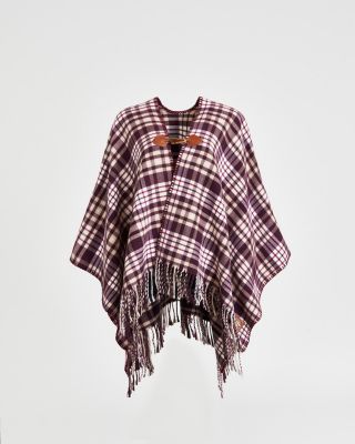 Women's Caramel and Chocolate Check Cape