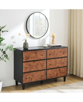 7 Drawers Dresser, Space-Saving Narrow Design with Curved Profile and Vintage Handles, Wood Storage Organizer for Small Spaces, Bedroom