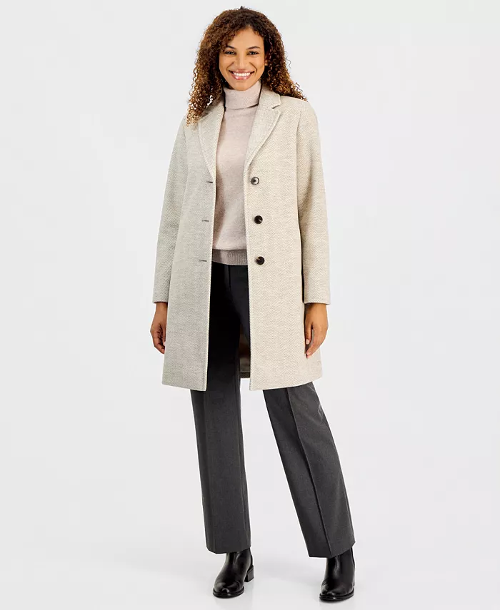 Women's Single-Breasted Herringbone Walker Coat, Created for Macy's - thumbnail 7