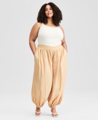 Trendy Plus Size Pull-On Elastic-Hem Balloon Pants