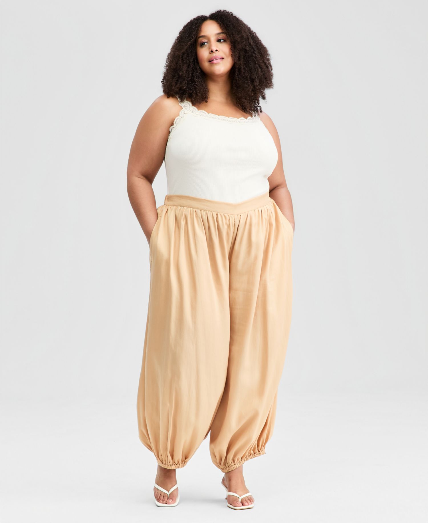Trendy Plus Size Pull-On Elastic-Hem Balloon Pants