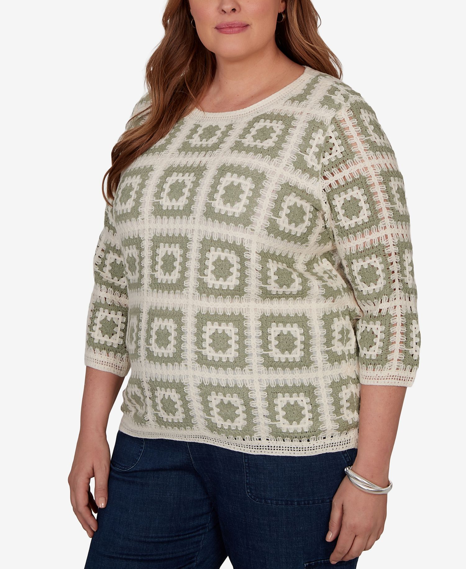 Plus Size Crochet Squares Top