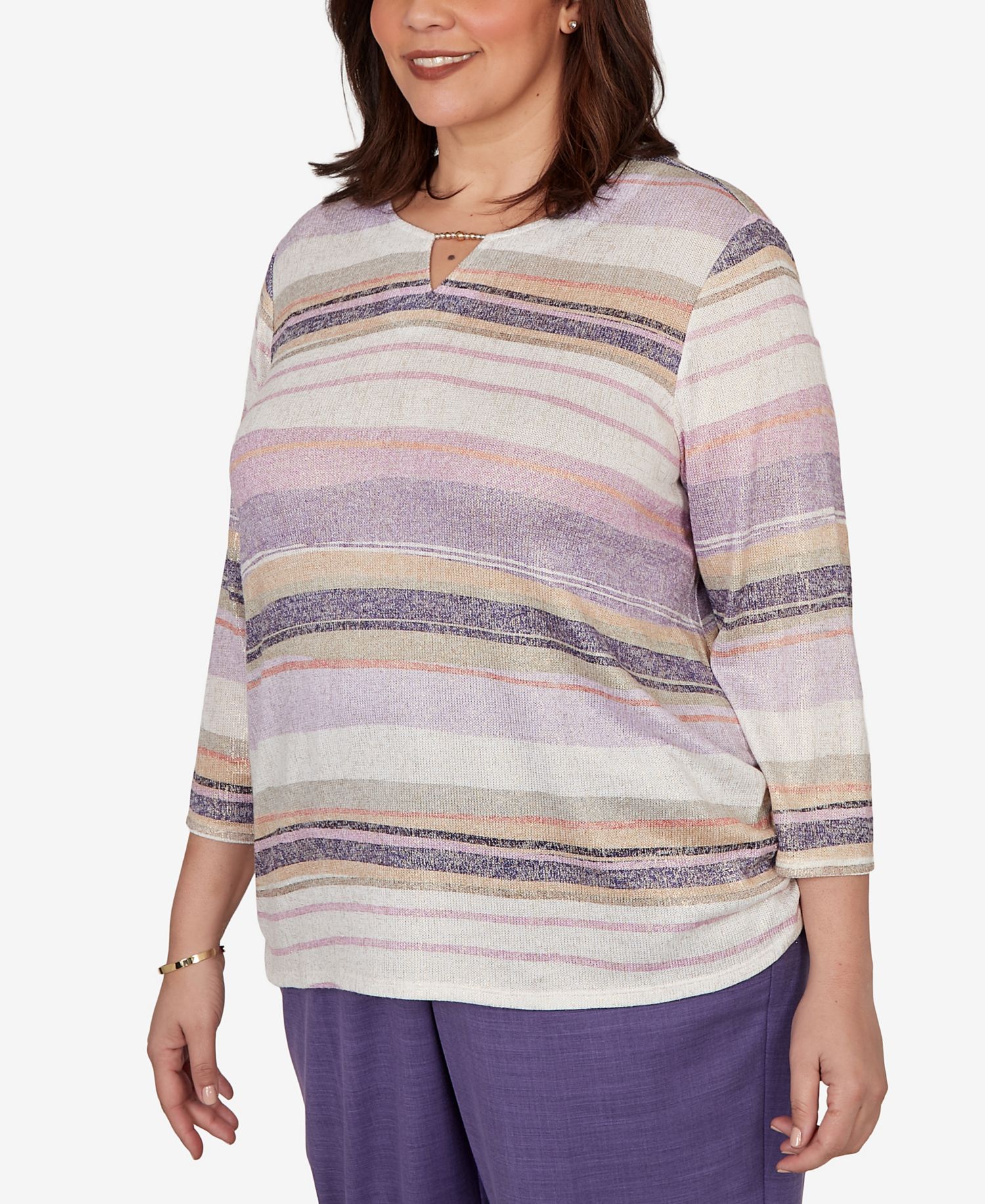 Plus Size Grand Bazaar Mixed Stripe Knit Top
