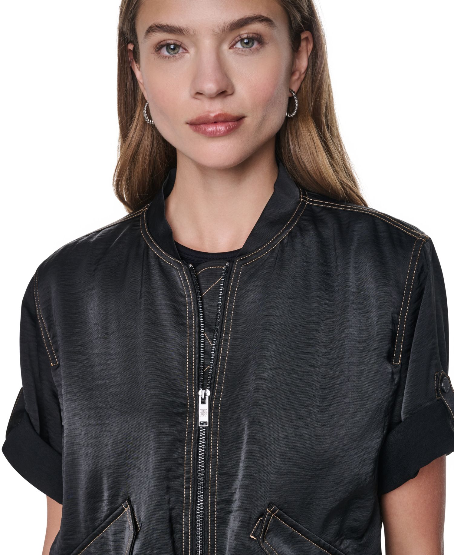 Women's Roll-Tab Contrast Stitch Glazed Jacket