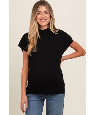 Maternity Black Mock Neck Knit Top