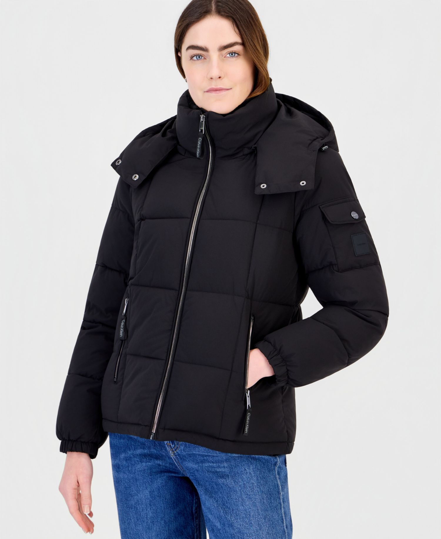 Women's Hooded Short Faux Fur Collar Puffer Coat