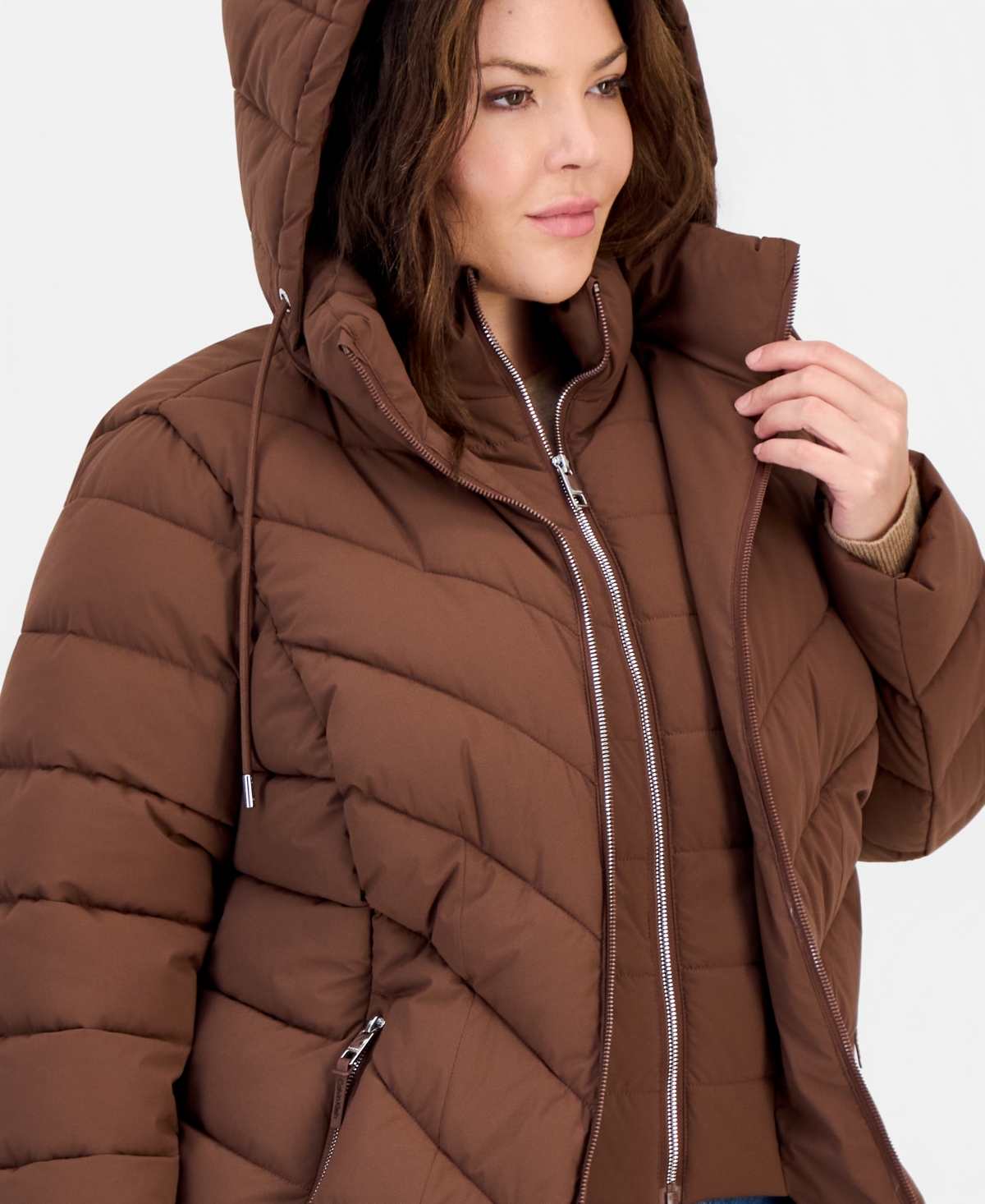 Calvin Klein Plus Packable Hooded Puffer Coat