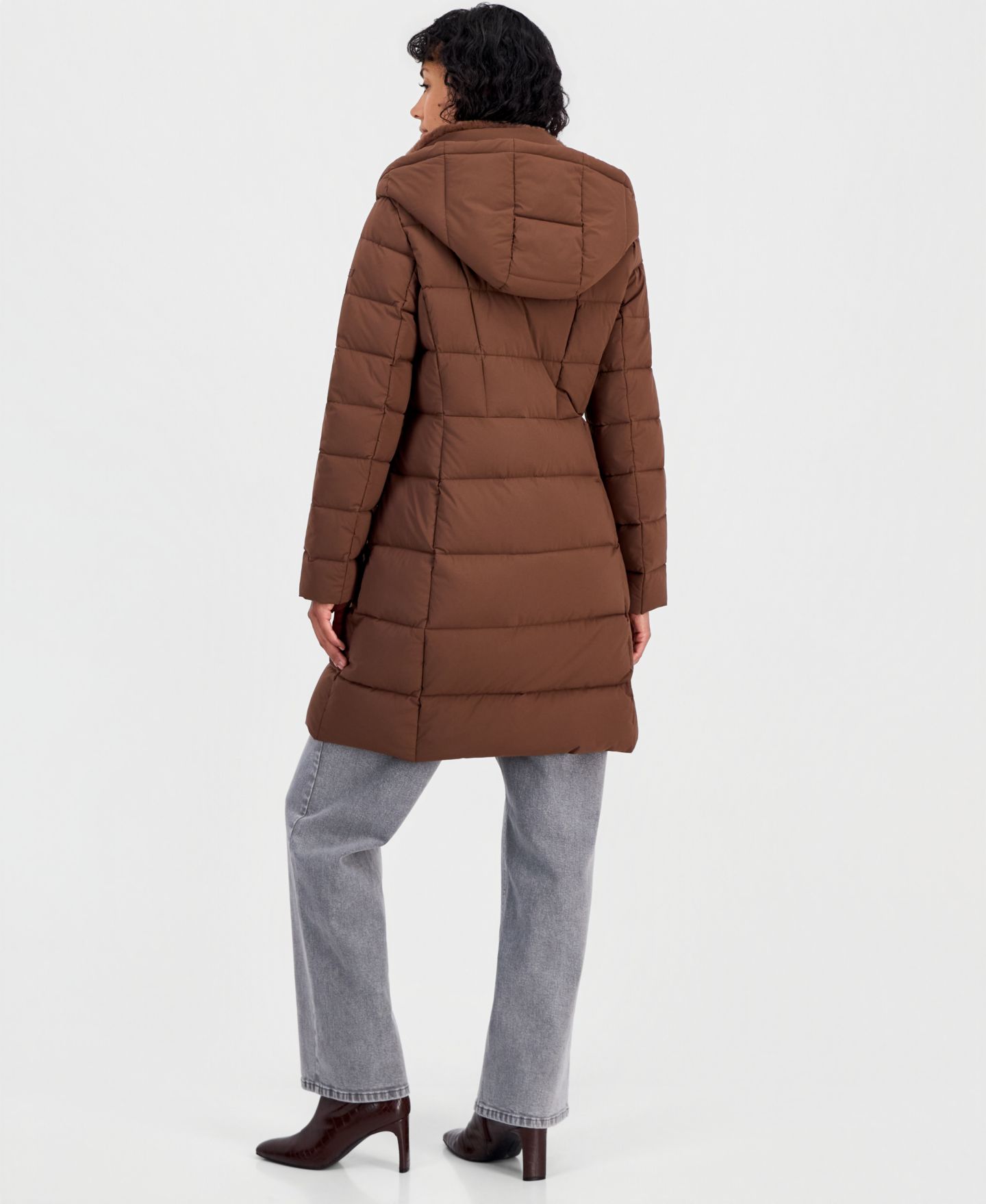 Женская куртка Calvin Klein Hooded Puffer Coat, Created for Macy's, цвет: Cocao — фото 2