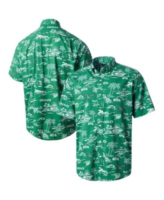 Men's Green Philadelphia Eagles Throwback Kekai&nbsp;Print Button-Up Shirt