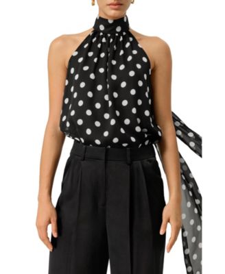 Women's Convertible Silk Georgette Polka Dot Top