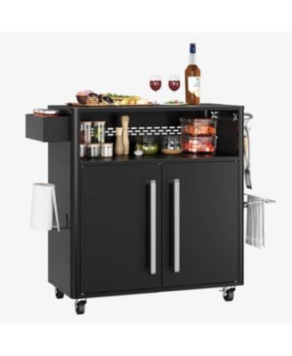Outdoor Stainless Steel Kitchen Cart with Storage Cabinet for BBQ Backyard Patio