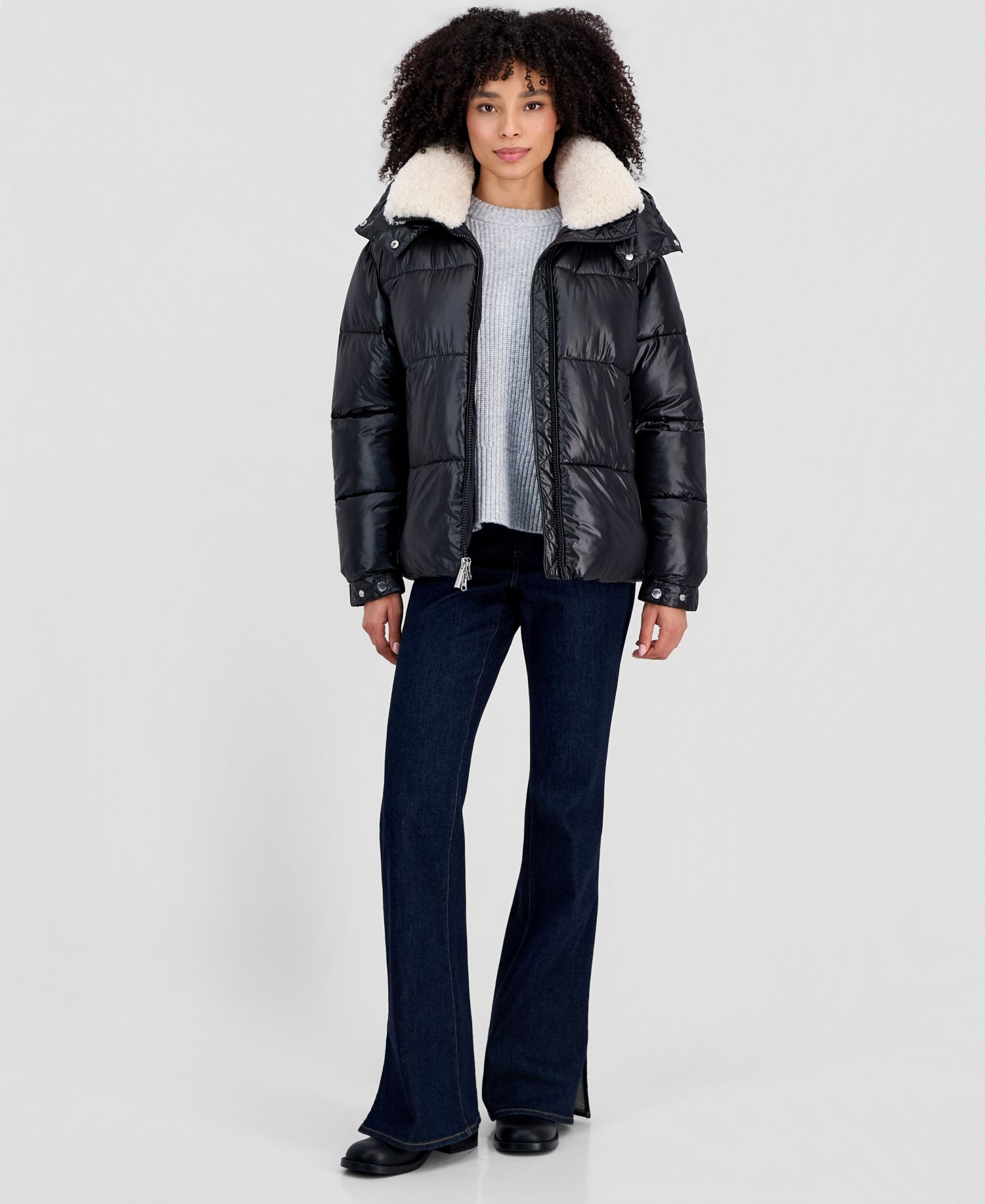 Michael Kors Women's Shine Hooded Sherpa Puffer Coat