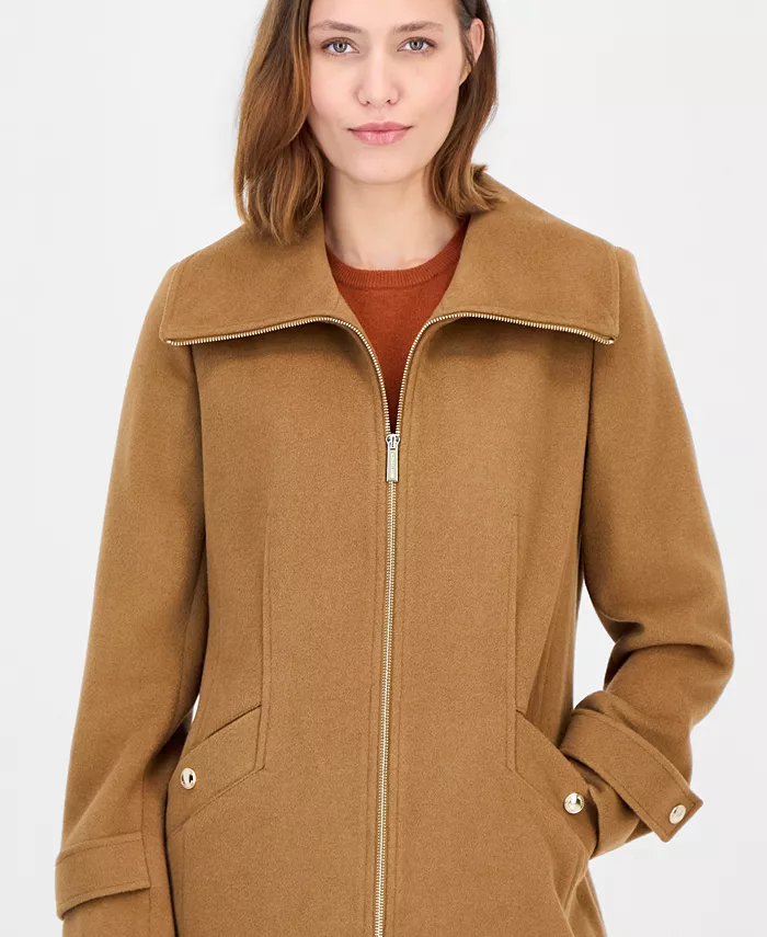 Michael Kors Petite Wool-Blend Zip-Front Coat - thumbnail 6