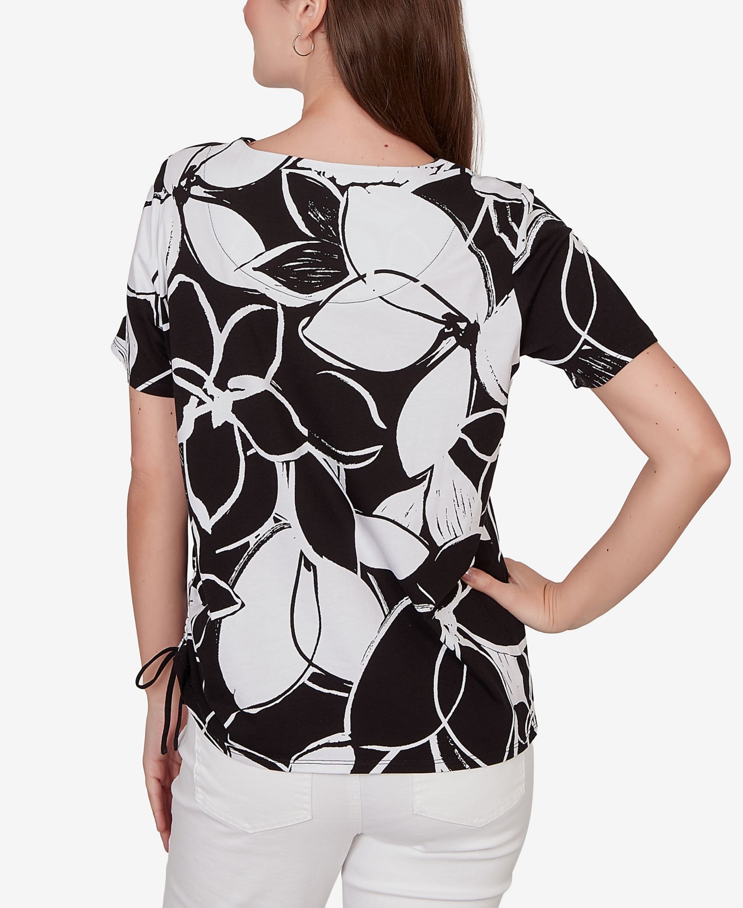 Petite Abstract Floral Embellished Side-Tie Top