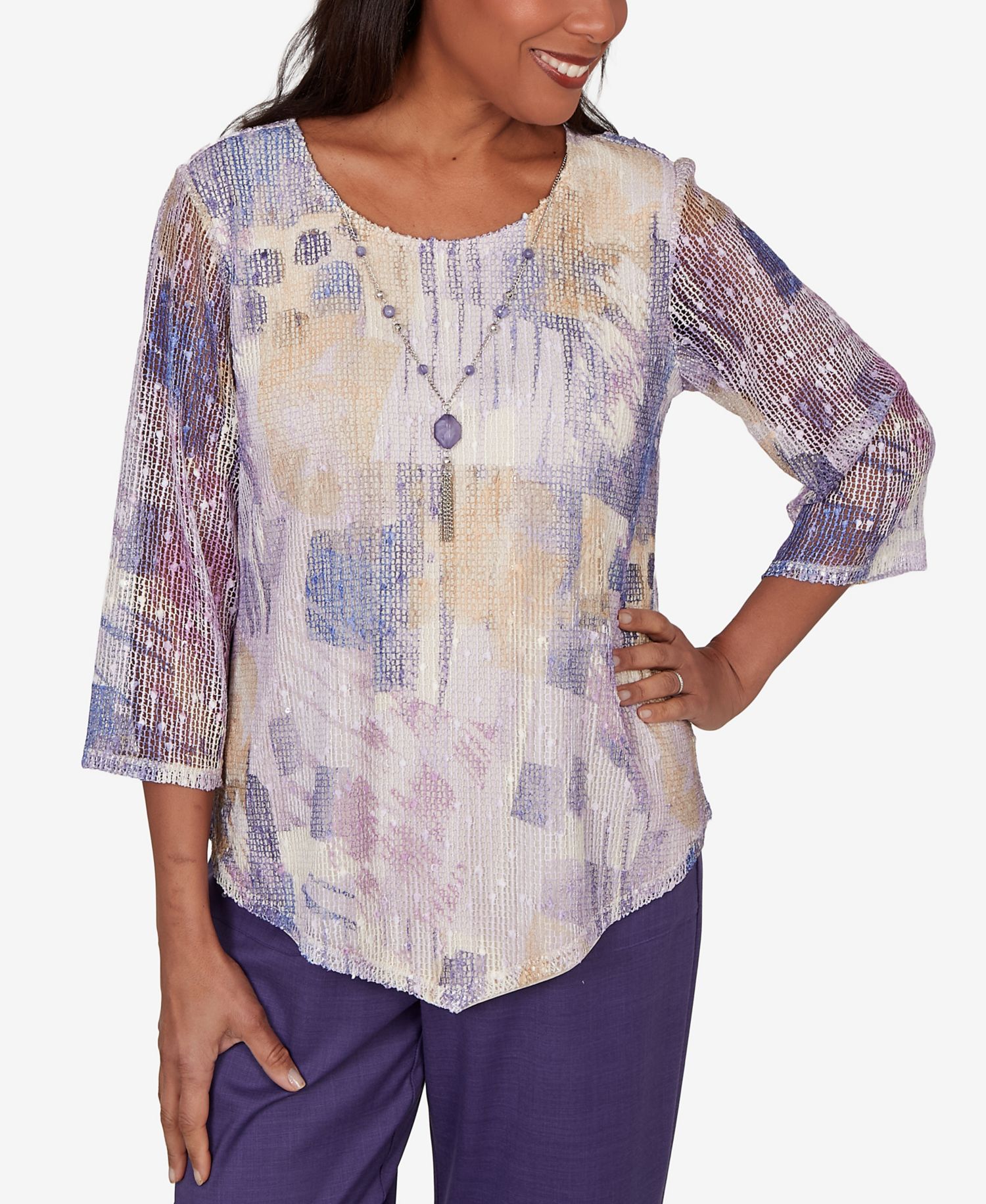 Petite Grand Bazaar Stained Glass Mesh Top with Necklace