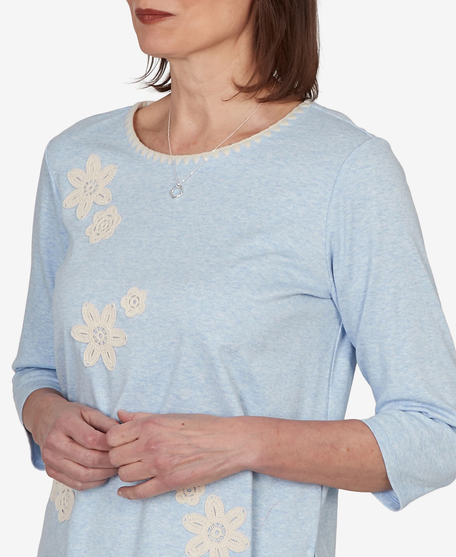 Petite Camden Market Floral Stitches Heathered Knit Top