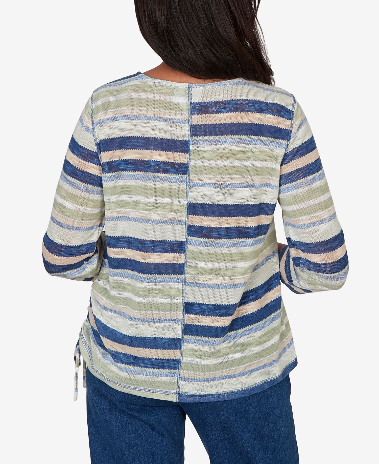 Petite Spliced Multi Stripe Knit Top