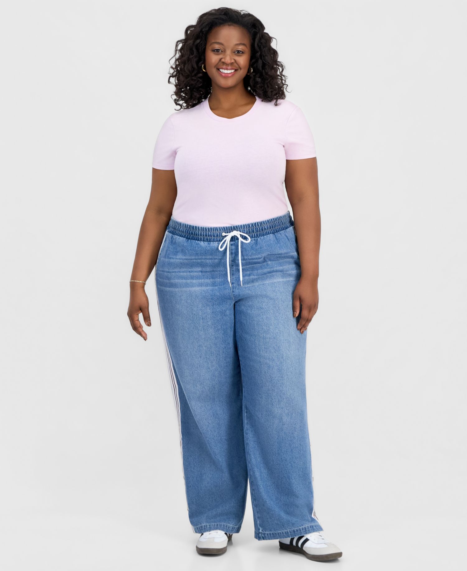 Trendy Plus Size Break Away Pull-On Wide-Leg Jeans