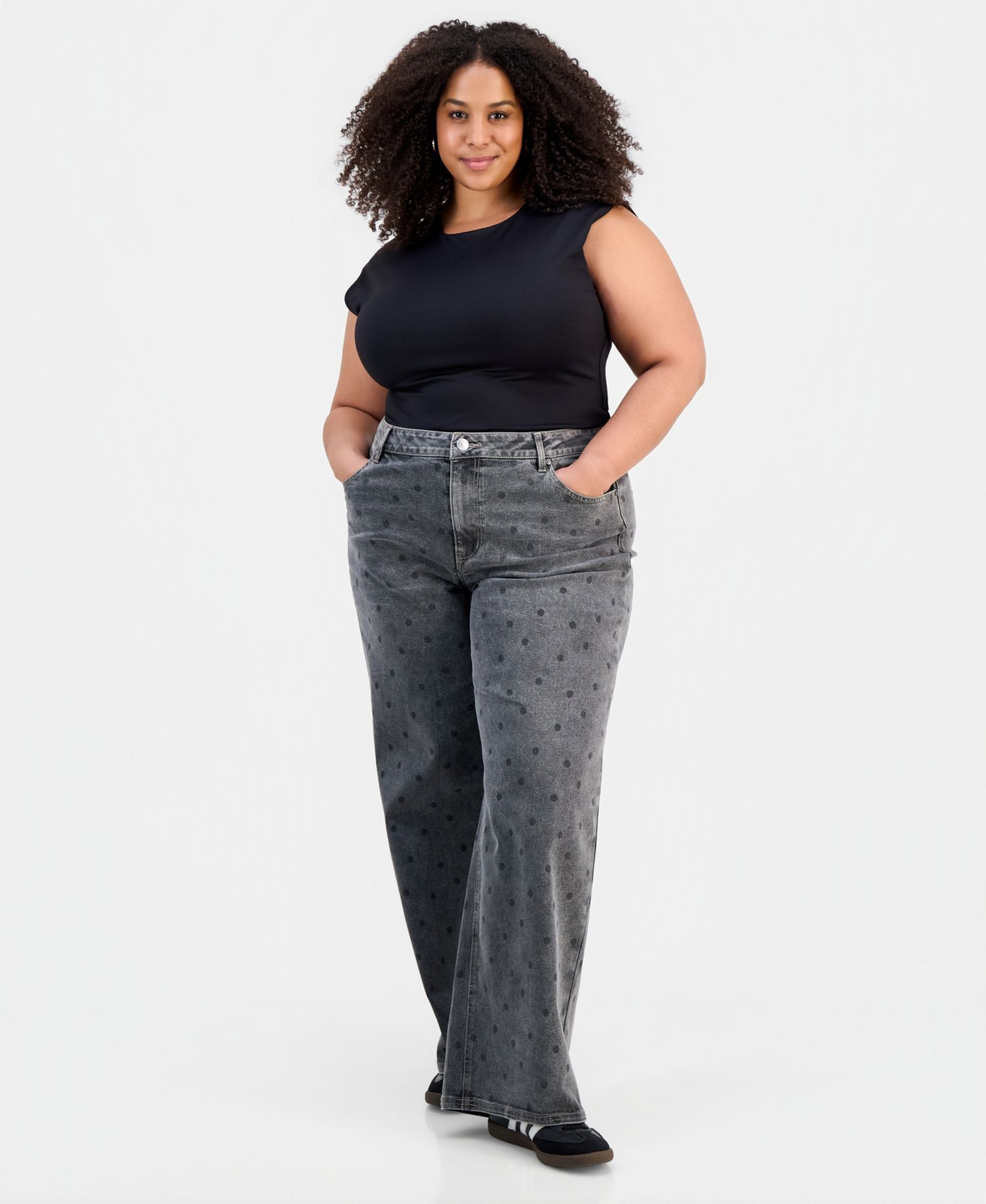Trendy Plus Size Ultra High-Rise '90s Polka Dot Jeans