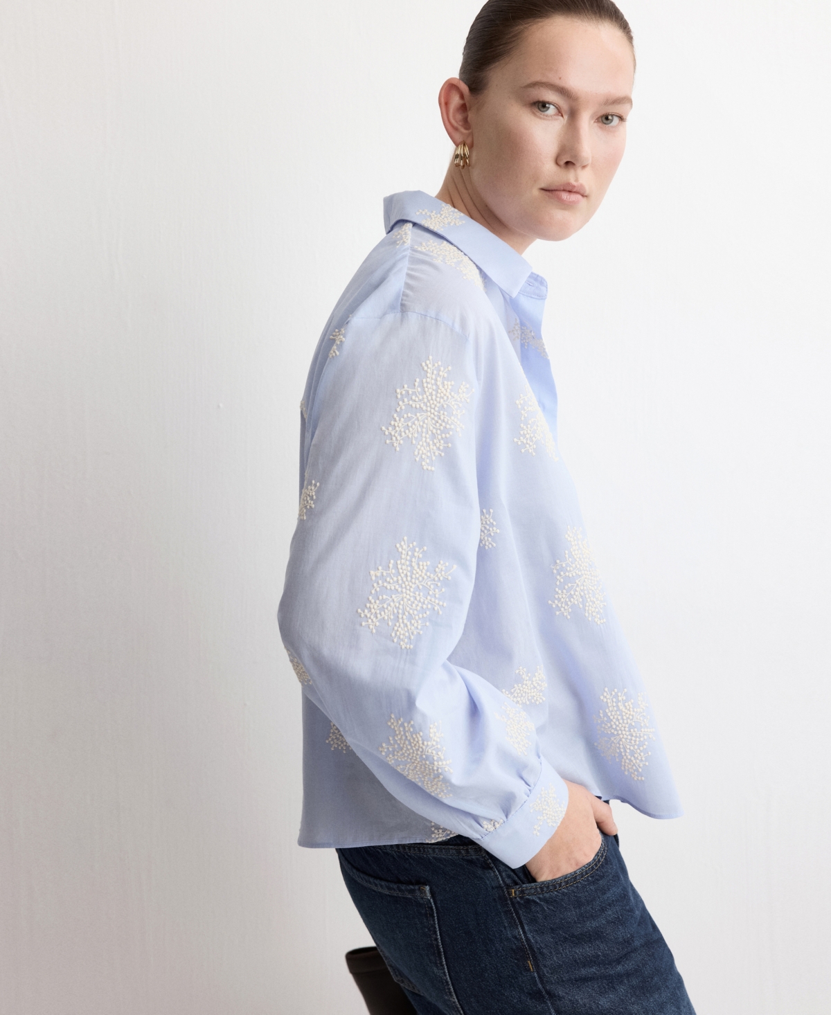 Mango Women's Floral Embroidered Shirt