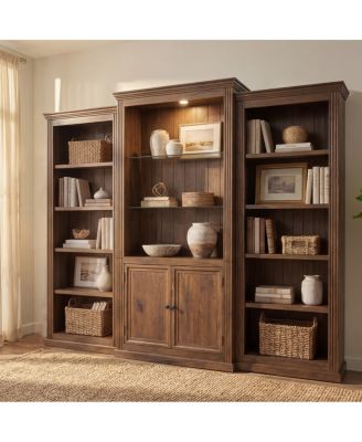 78.75 Inch 3-Piece LED Display Cabinet with Tempered Glass Shelves
