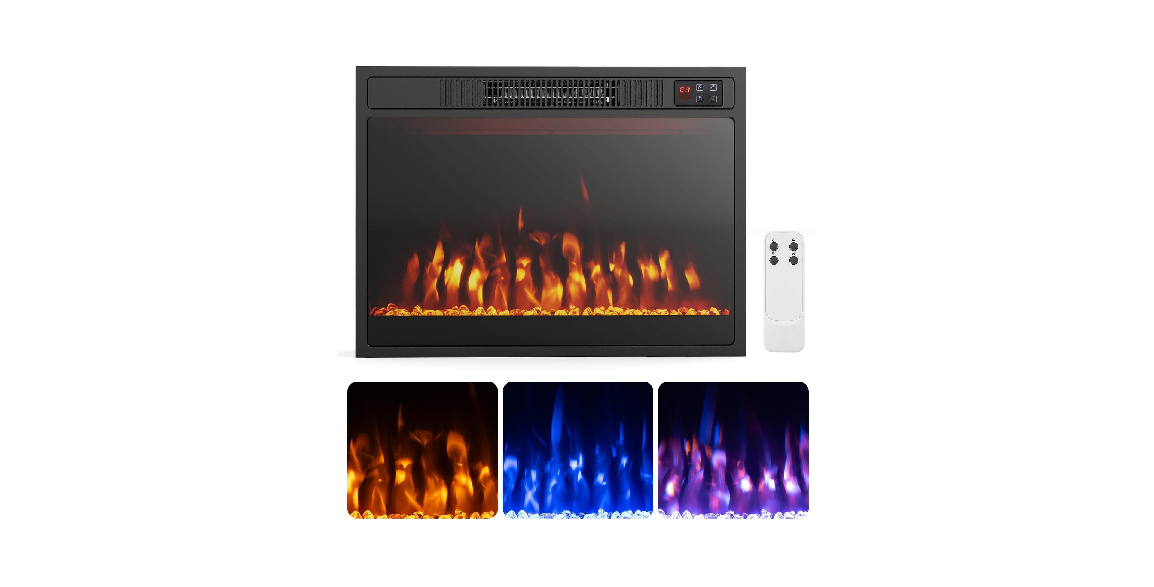 Ecooso 23 Inches 750W/1500W Electric Fireplace Heater with Alter Flame Color and Brightness