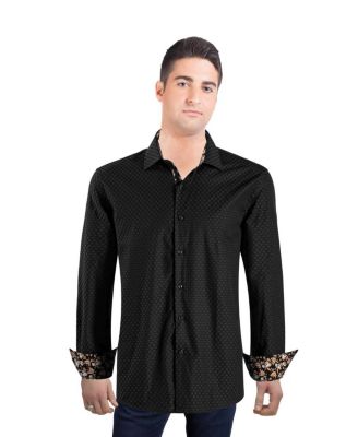 Men's Slim Fit Jacquard Dot Button-Down Shirt