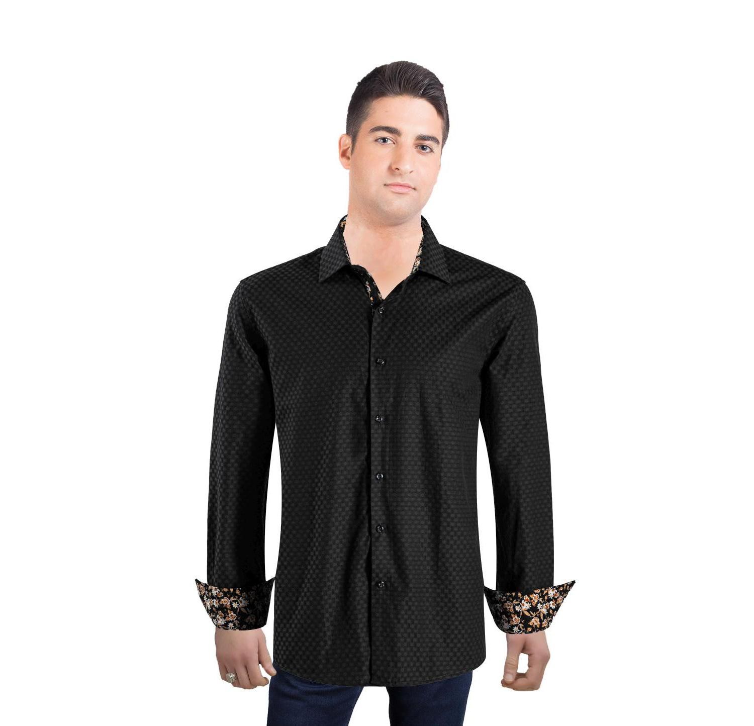 Men's Slim Fit Jacquard Dot Button-Down Shirt