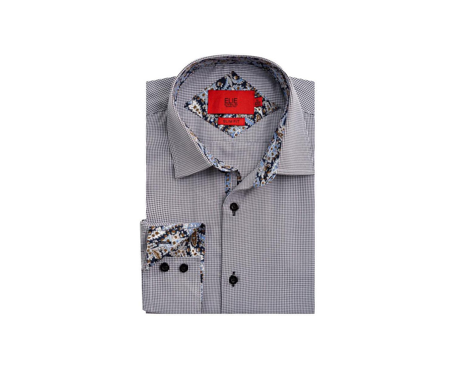 Men's Slim Fit Houndstooth Dress Shirt