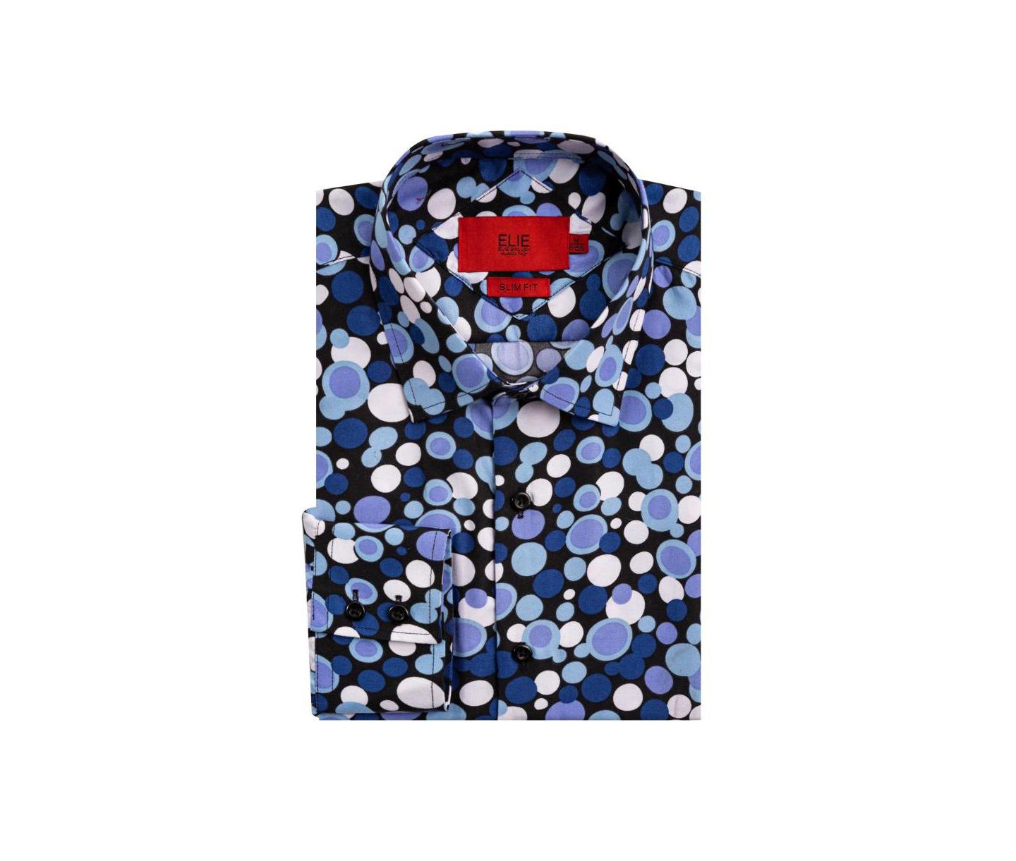 Мужская рубашка Elie Balleh Slim Fit Dot Print Shirt Button Down Shirt, цвет: Чёрный — фото 3