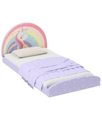 Twin Kids Floor Bed with Upholstered Frame and Floor Mat