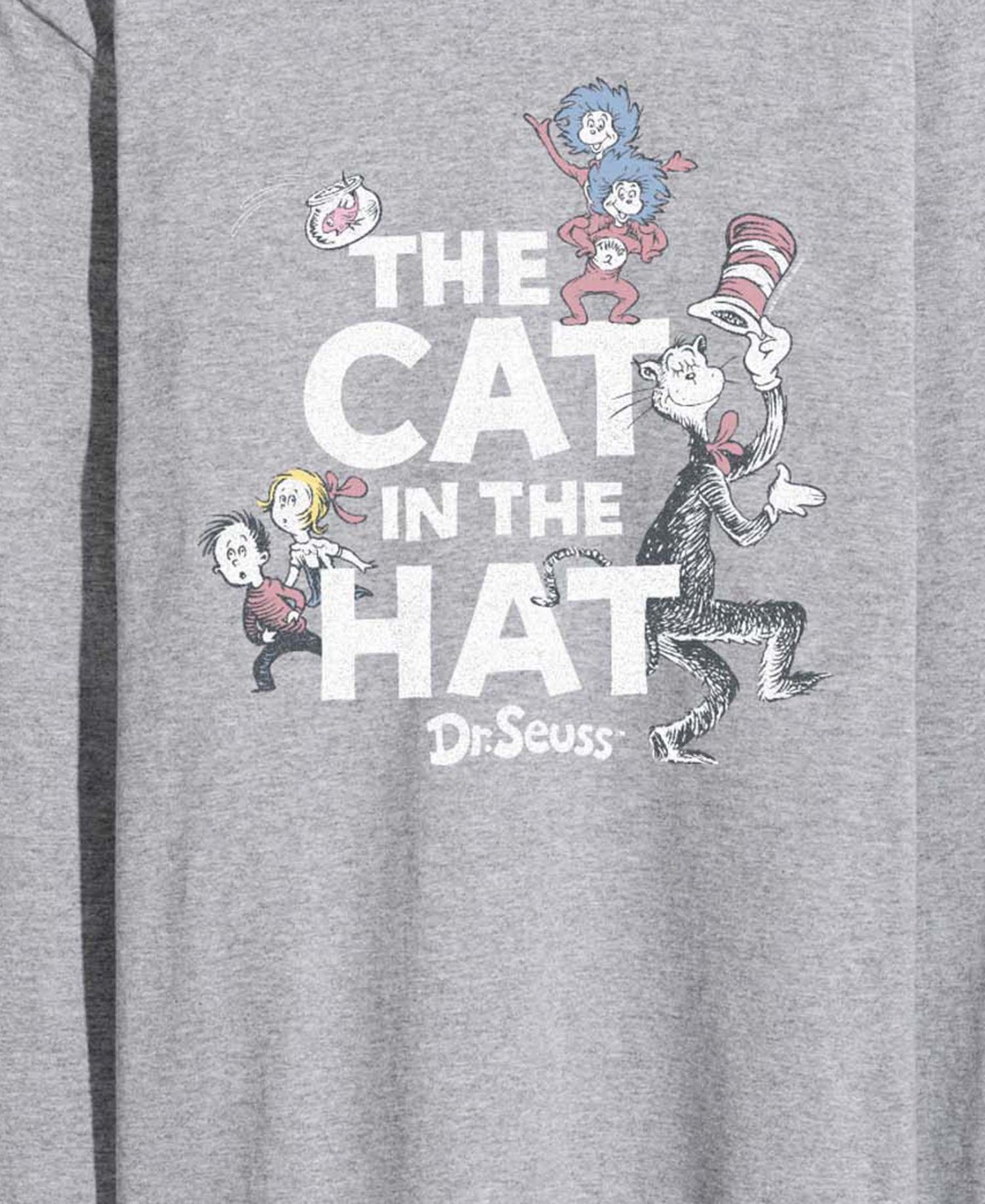 Men's Dr. Seuss Cat In Hat and Things Vintage Faded Long-Sleeve Graphic T-Shirt
