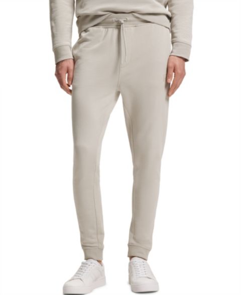 Мужские брюки Hugo Boss Cotton-Terry Logo Patch Tracksuit Bottoms, цвет: Серый