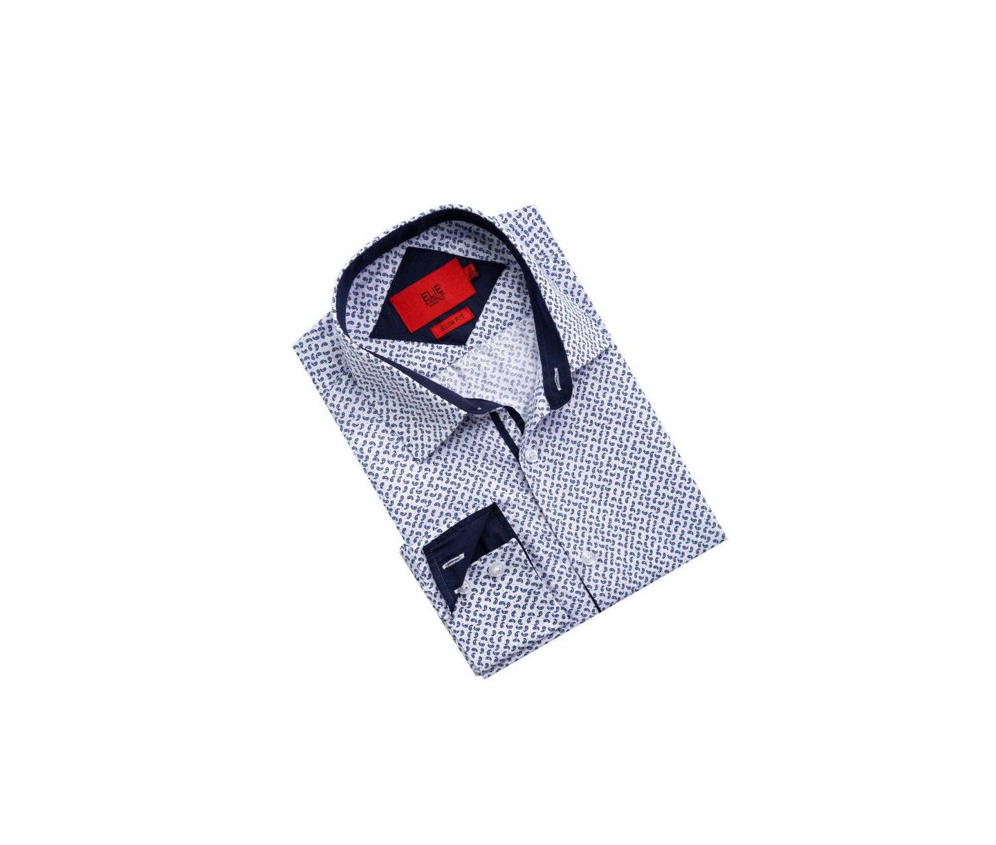 Мужская рубашка Elie Balleh Slim Fit Paisley, цвет: Белый — фото 4