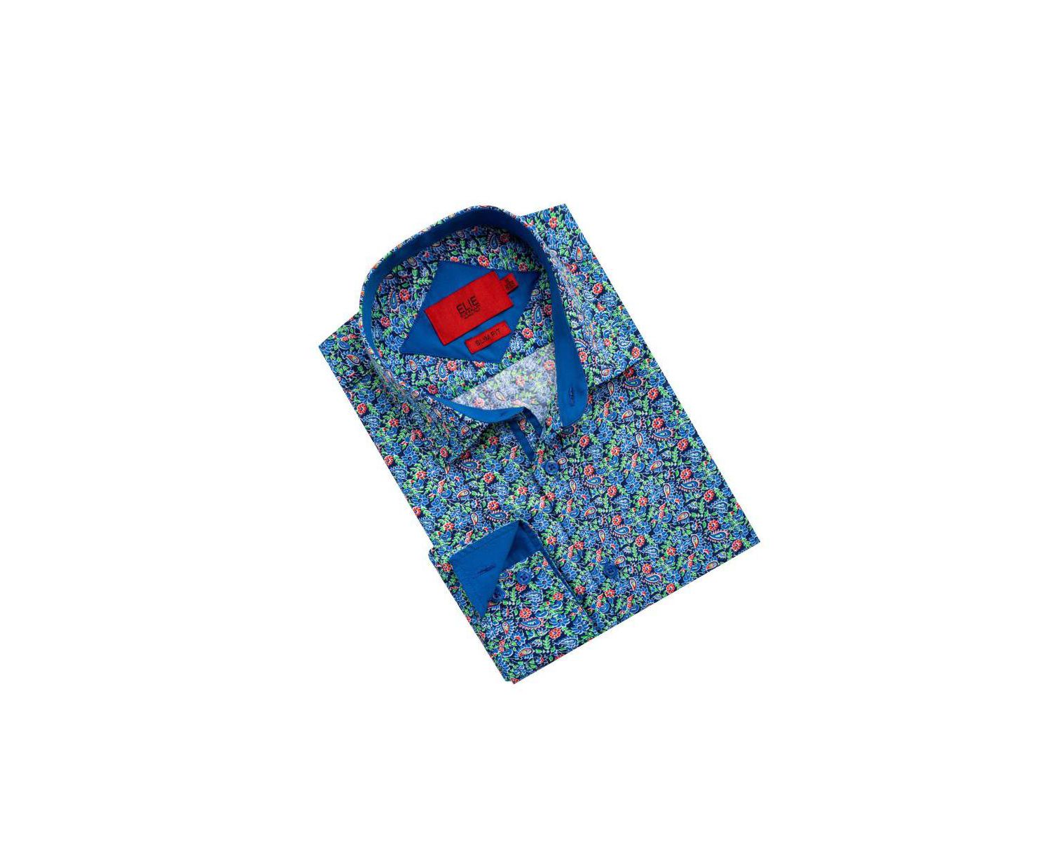 Men's Slim Fit Paisley Print Button-Down Shirt By