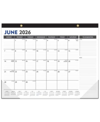 Large Desk Calendar 2026-2027 ,19 Months Desktop Wall Julian Date To-Do Notes Corner Protectors School Home Office