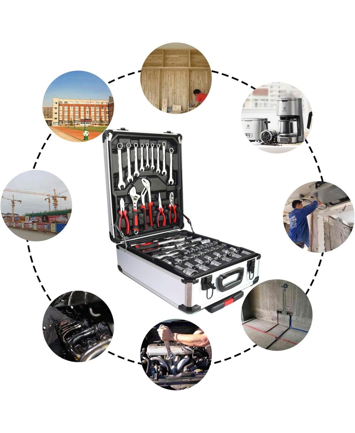 Sugift 399-Piece Rolling Tool Set, Home Repair Tools with 4 Drawers, Wheels, and Aluminum Case