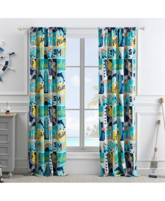 Bedroom Living Room Darkening Wave Rider Curtain Panel Set