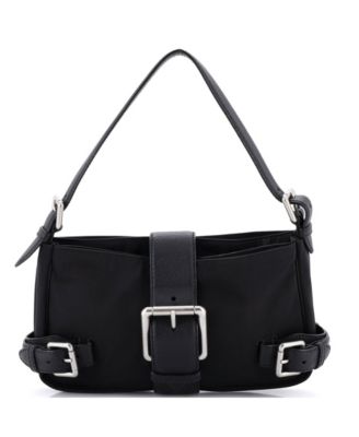 Buckle Shoulder Bag Nylon with Leather