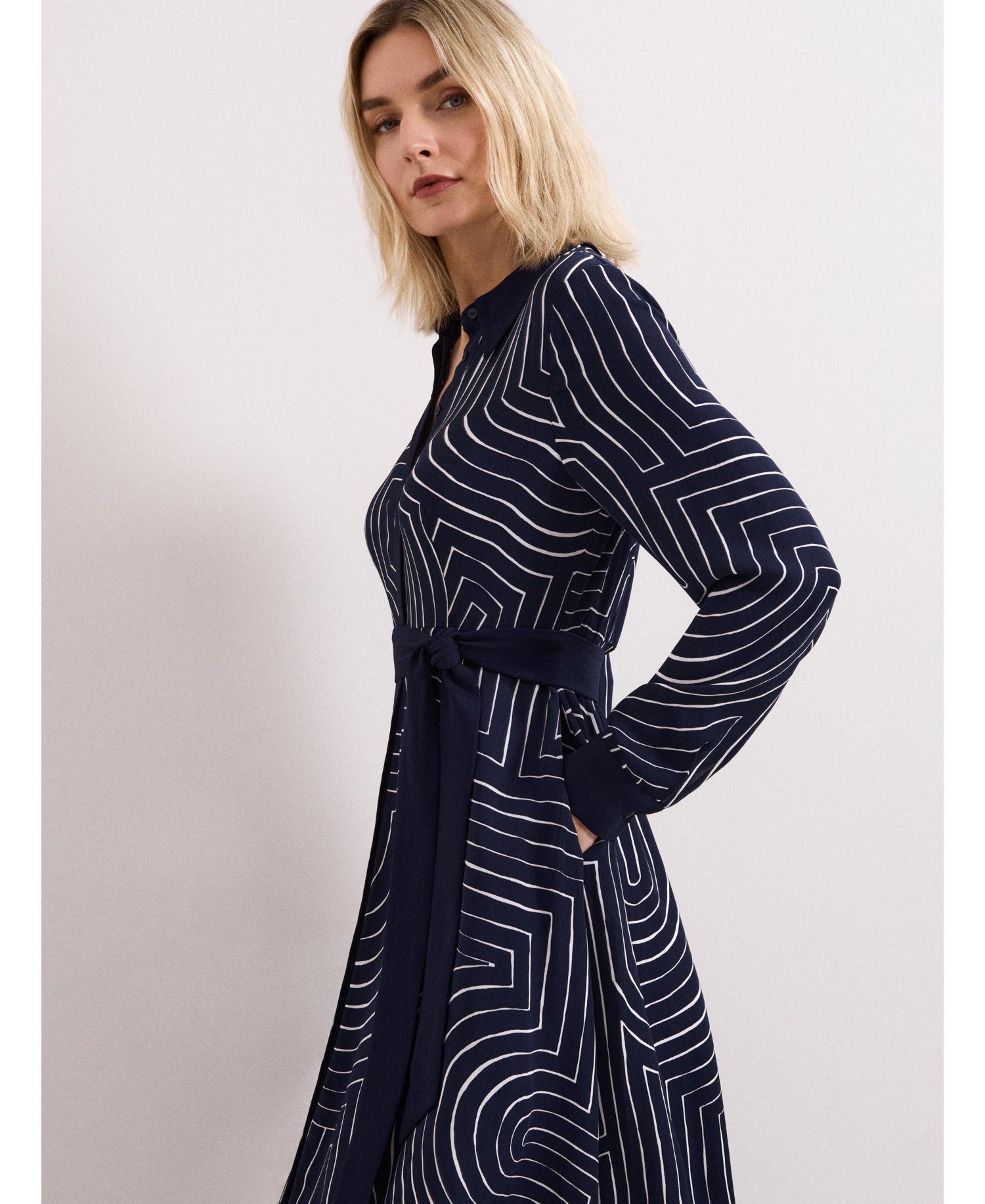 Women's Charlotte Long-Sleeve Belted Midi Dress