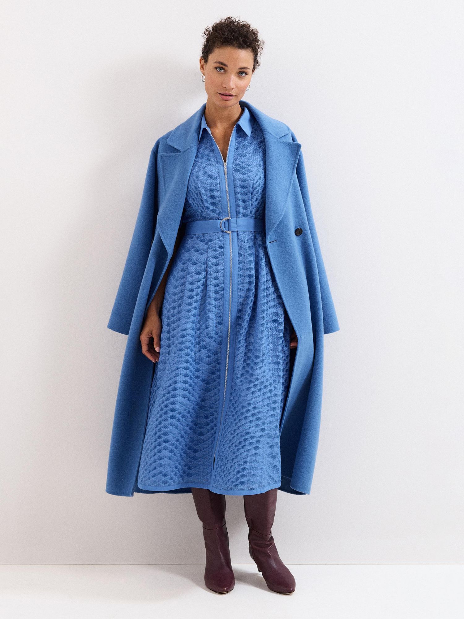 Women's Long Sleeve Belted Wrap Midi Coat