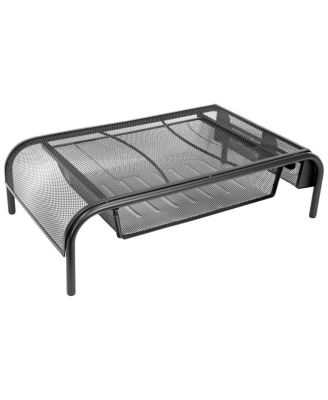 Metal Mesh Monitor Stand with Pull Out Drawer
