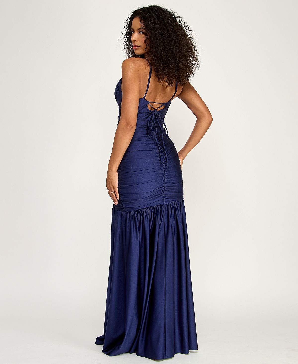 KATIA RAE Juniors' Drop Waist Ruched Gown view 4 — MAYCSS fashion products