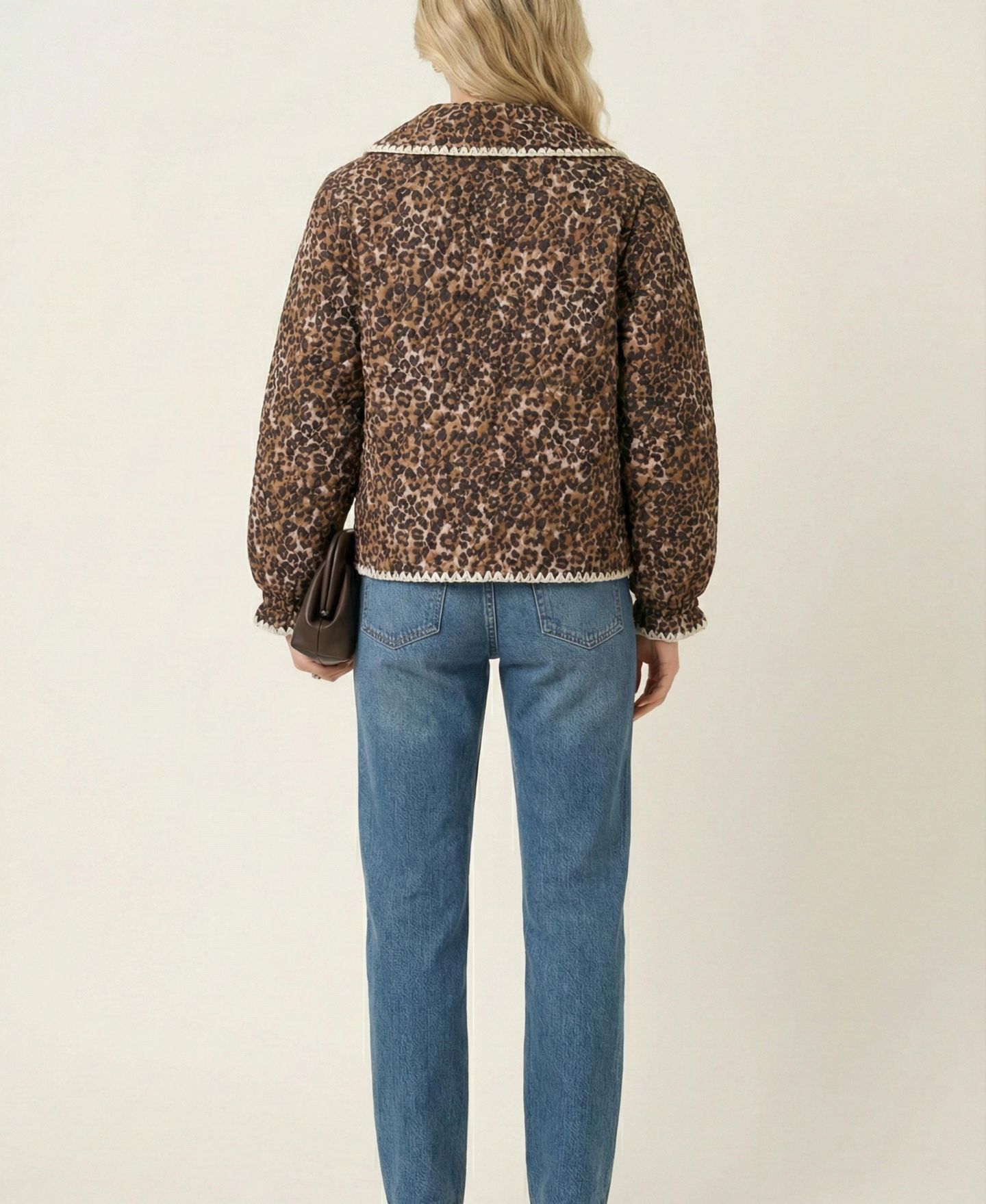 Женская куртка Modenaire Leopard Print Quilted, цвет: Коричневый — фото 3