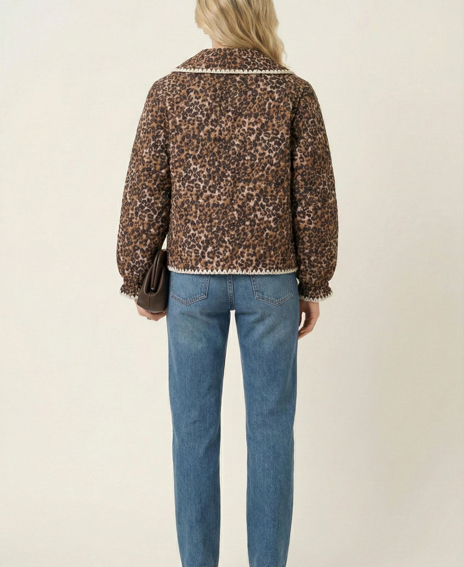 Women's Leopard Print Quilted Jacket